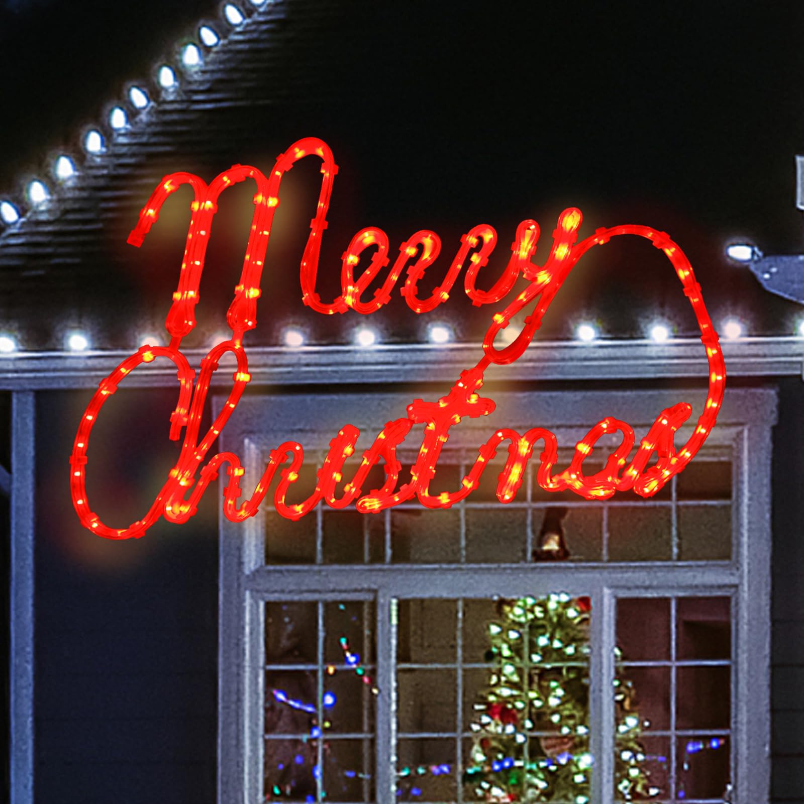 XMASLAND sign beside a foot showing 24x13.5 inch scale for placement planning