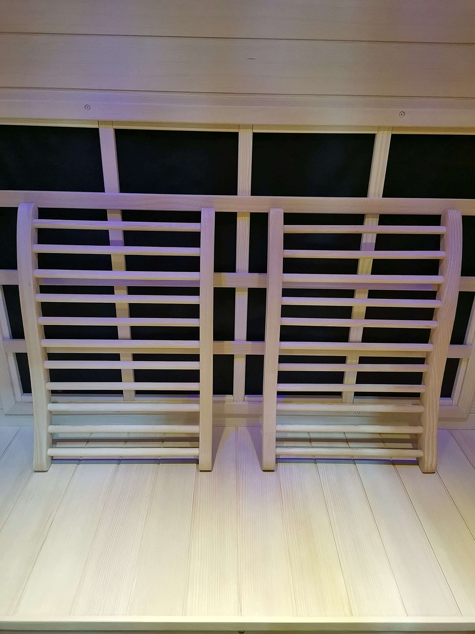 Xmatch backrest on sauna bench in lifestyle shot demonstrating added comfort