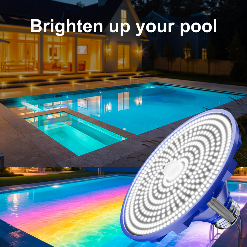 XMPTYN pool light illuminating a backyard party to create festive atmosphere