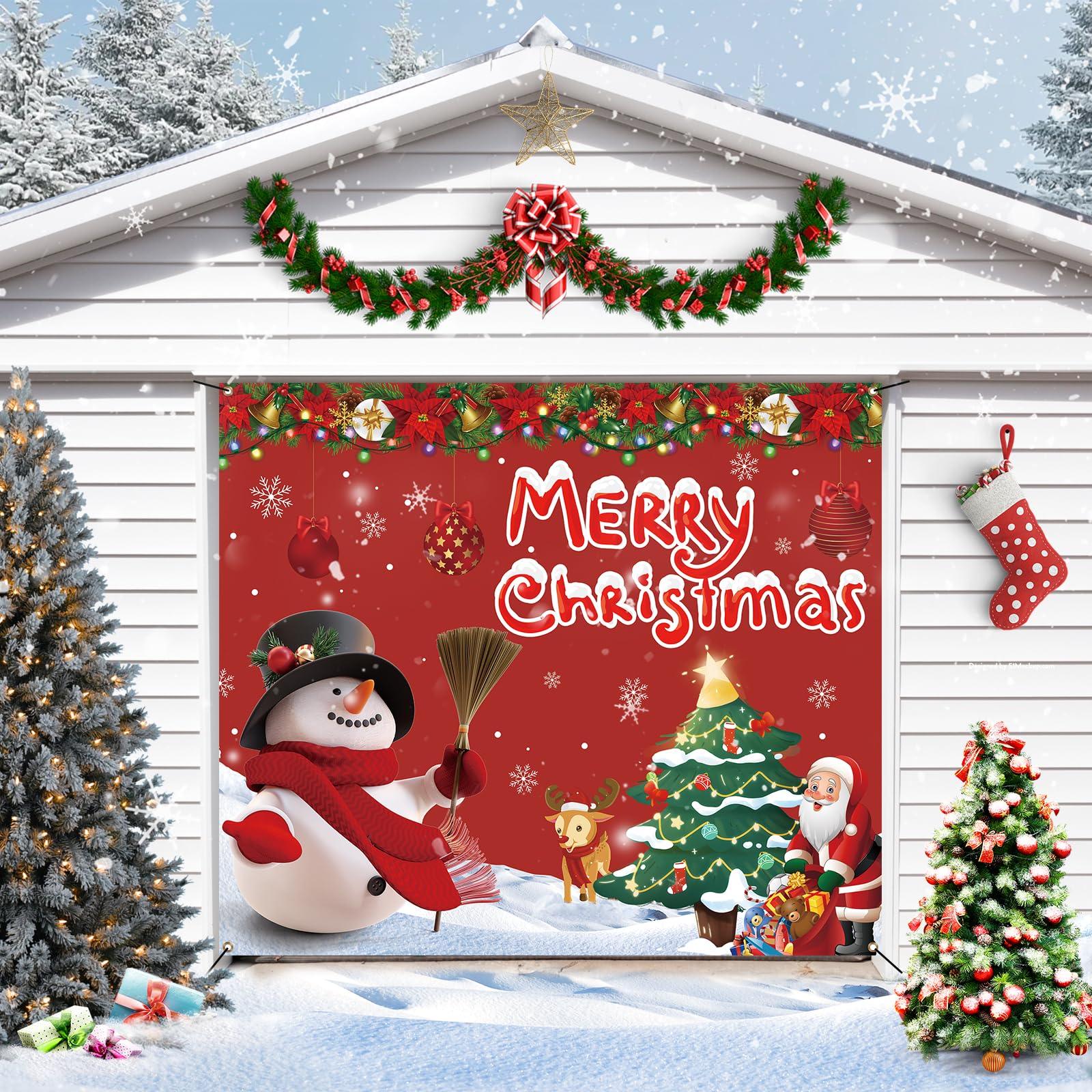 XMZFAC full-front garage banner showing festive design and curb appeal