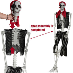 XONOR pirate skeleton seated on a chair posed for a spooky party scene