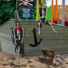 XONOR pirate skeleton next to a person to show 5.4ft height and scale