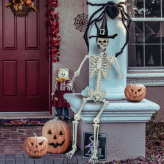 XONOR skeleton hung on porch showing secure outdoor display capability