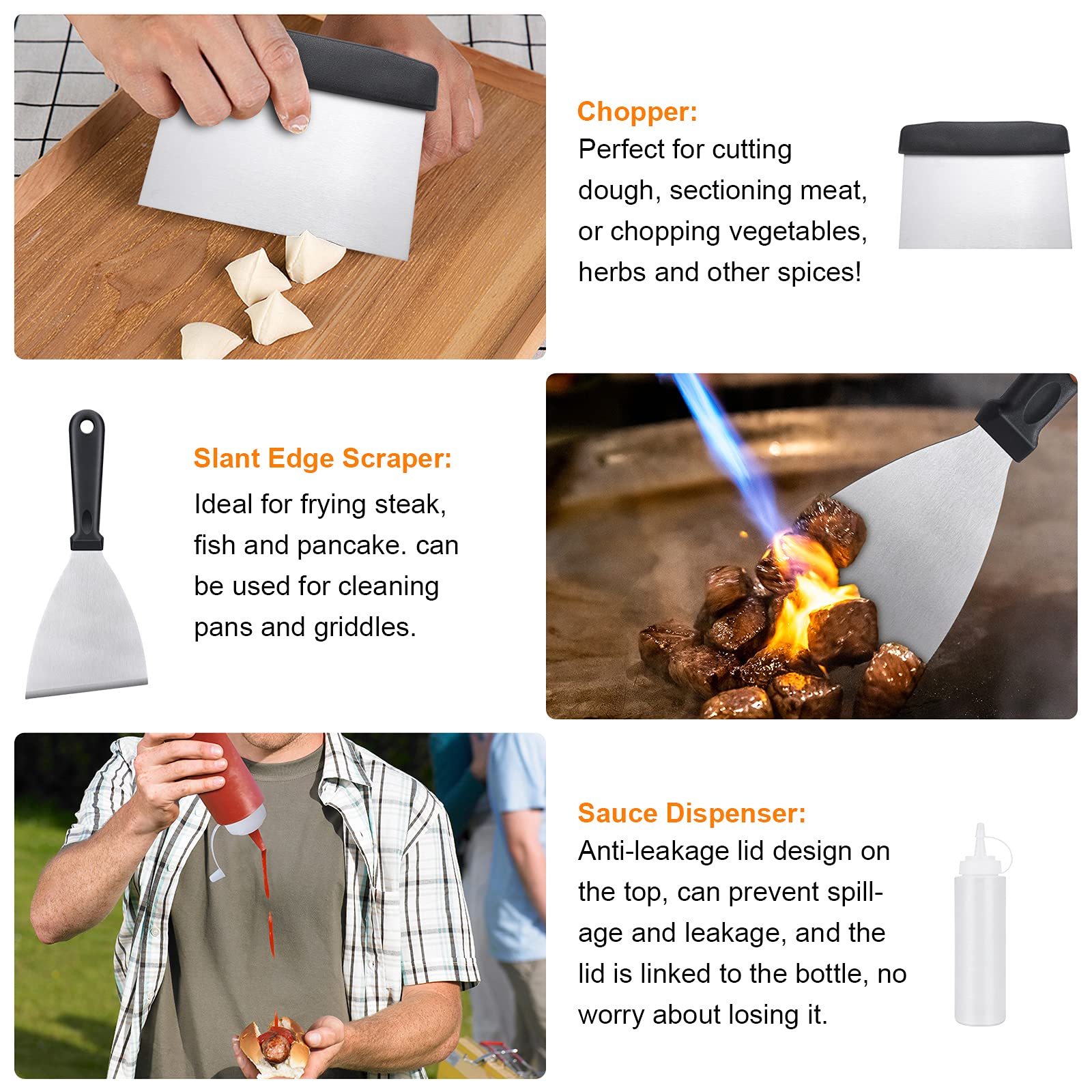 XOOHP cleaning brush scraping griddle surface for quick residue removal and maintenance
