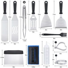 XOOHP large flat spatula stainless-steel close-up demonstrating sturdy, heat-resistant edge