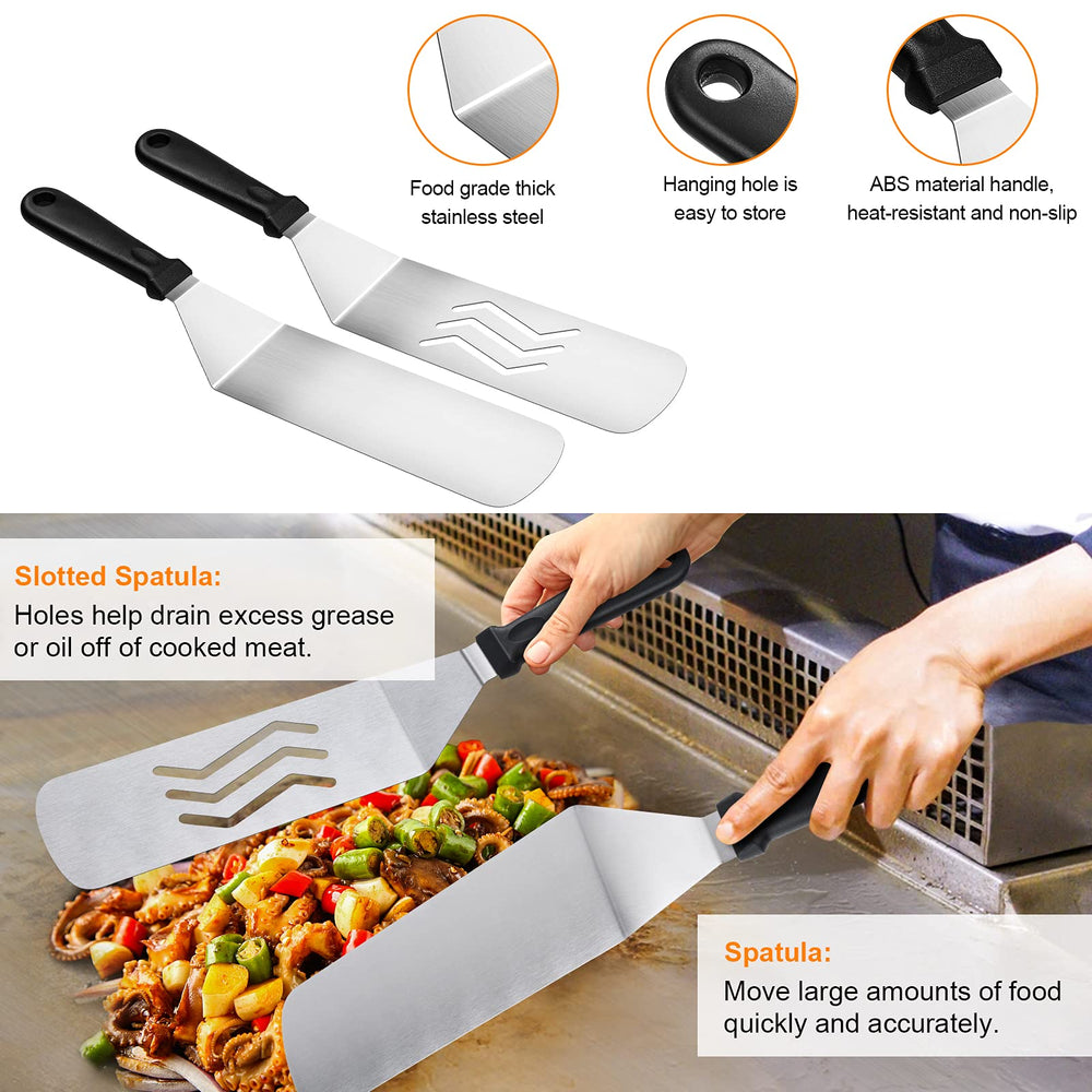 XOOHP scraper and chopper close-up showing sharp edges for effortless griddle cleanup