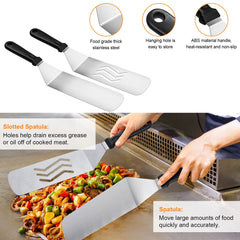 XOOHP scraper and chopper close-up showing sharp edges for effortless griddle cleanup