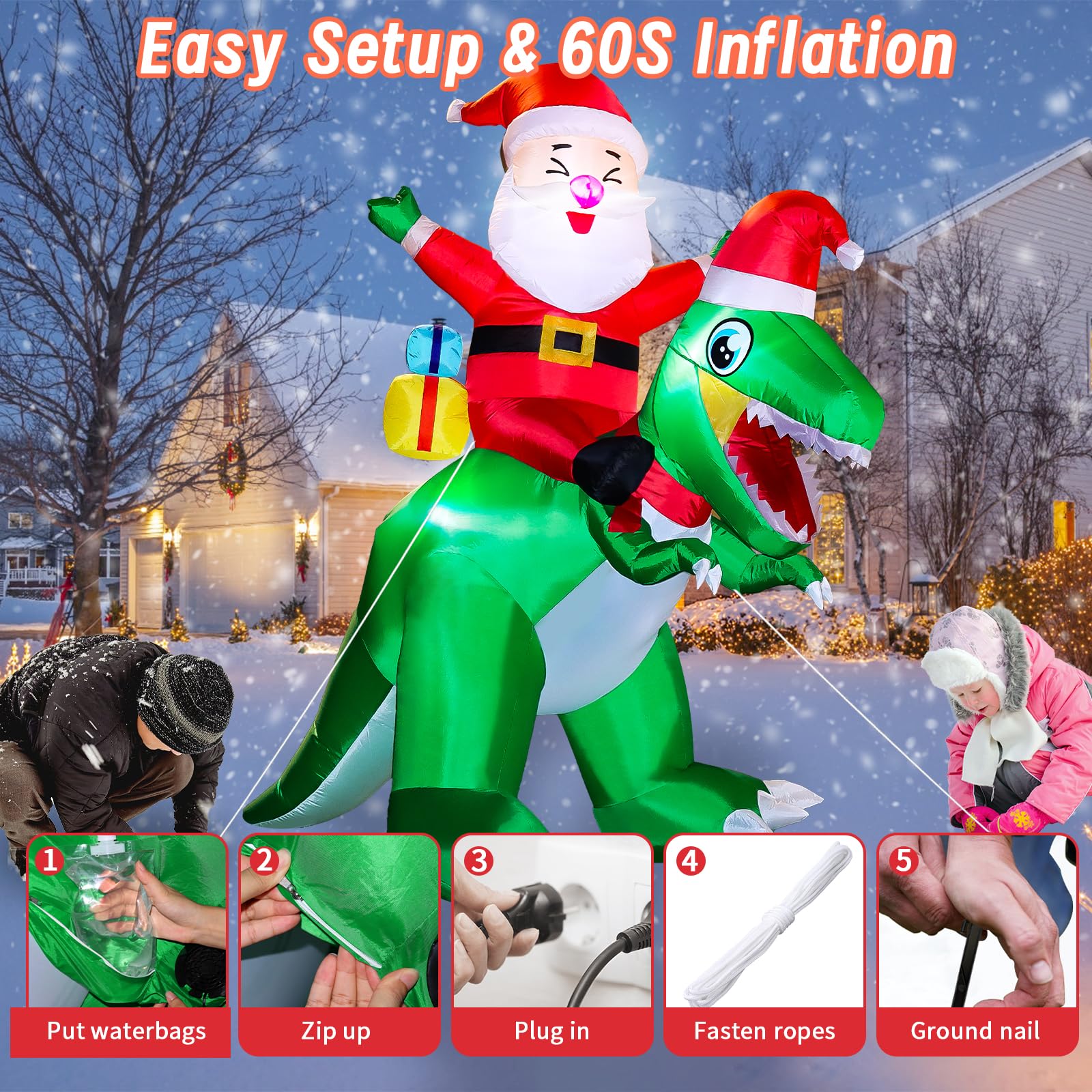 XOOWOO inflatable on lawn beside mailbox showing true 8-foot scale for placement