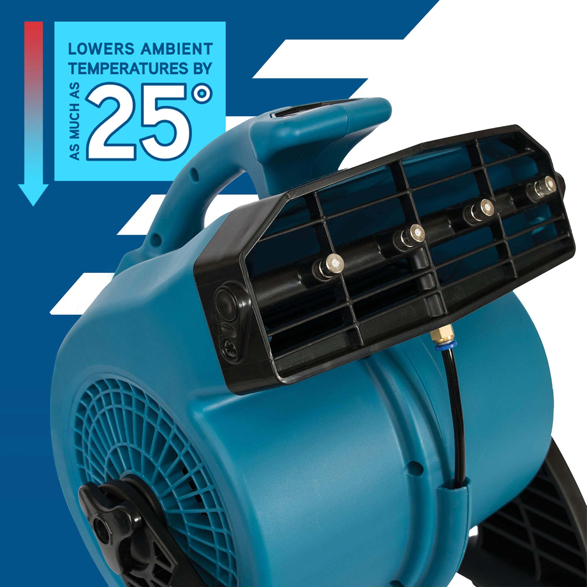 XPOWER FM-48 in patio scene showing outdoor cooling and comfort benefit