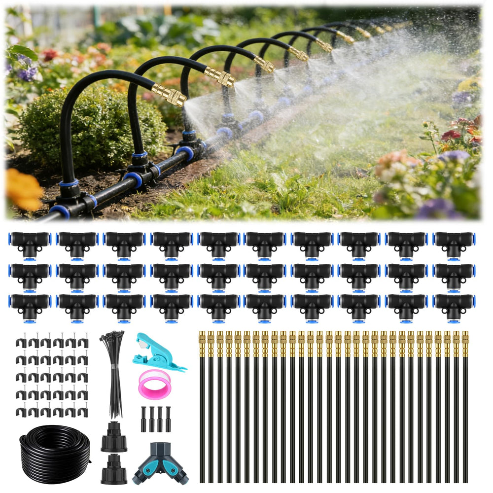 xrbzyqa front packaging showing complete 100ft kit and components, easy setup benefit