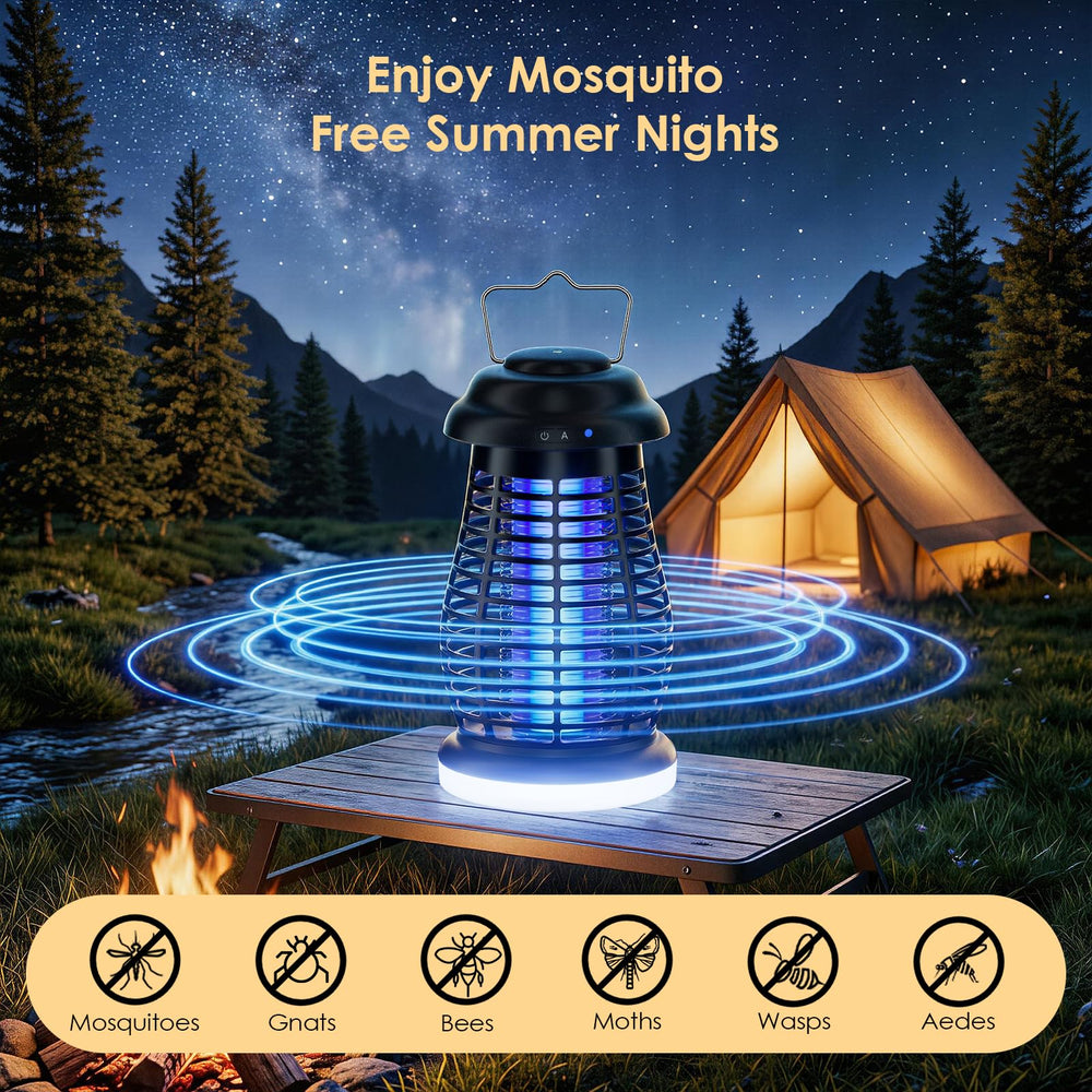 Xriba dual 395nm LED lights glowing at night attracting mosquitoes and flies