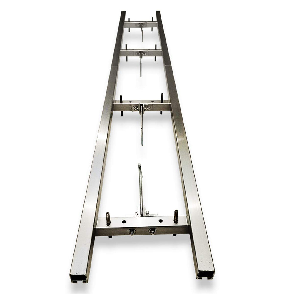 XRKJ rail front view showing full 9 ft track and clear straight guide benefit