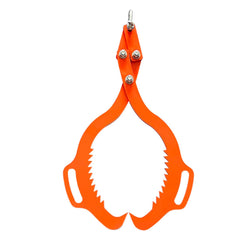 XROPURR front view of 28in log lifting tongs showing full grapple and frame, durable grip