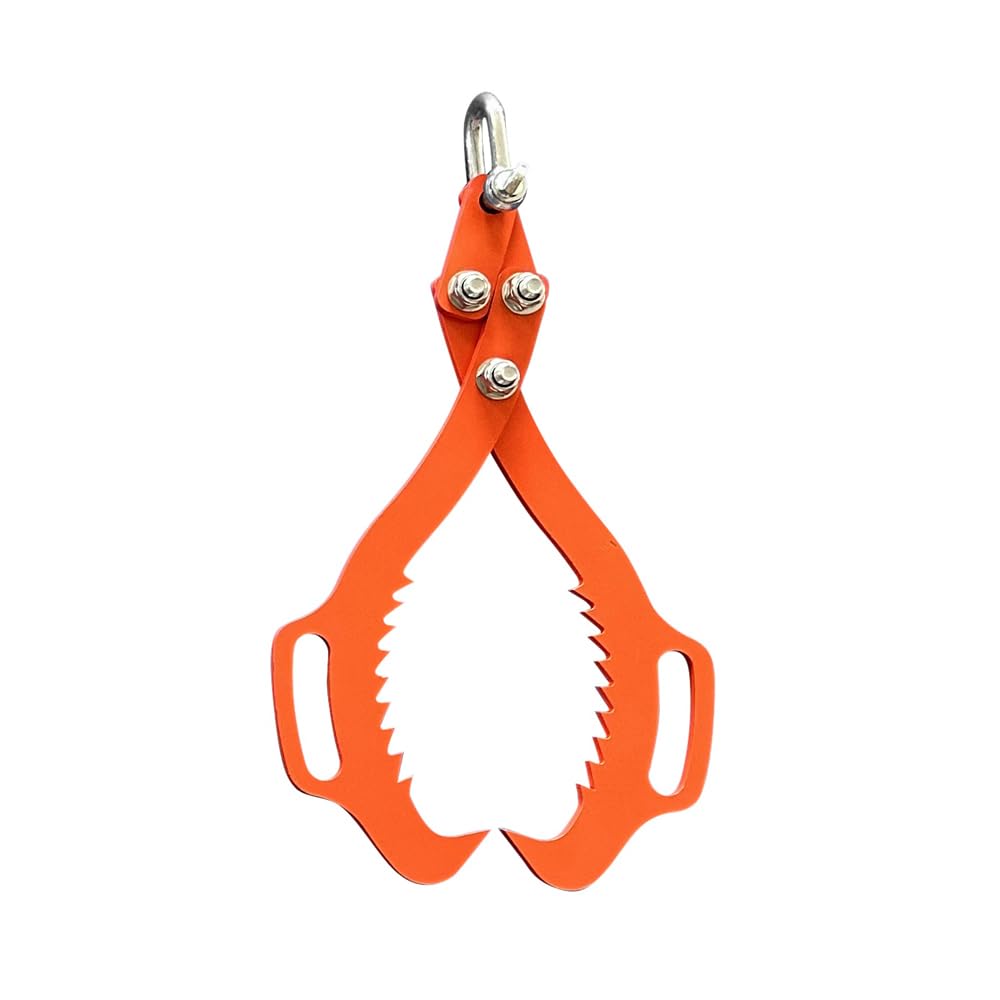 XROPURR front view of log lifting tongs showing robust steel frame and powder coat for durability