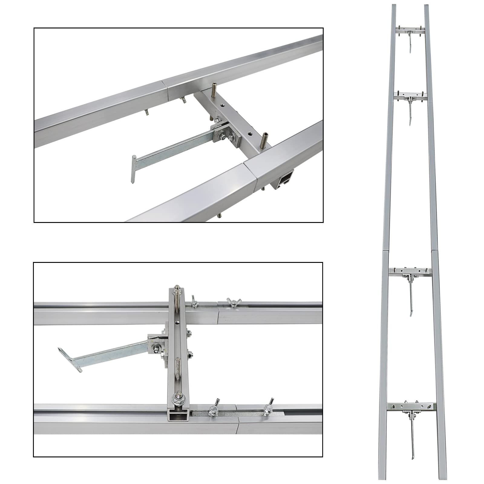 XSLOER close-up galvanized hardware and clamps, shows corrosion-resistant durability