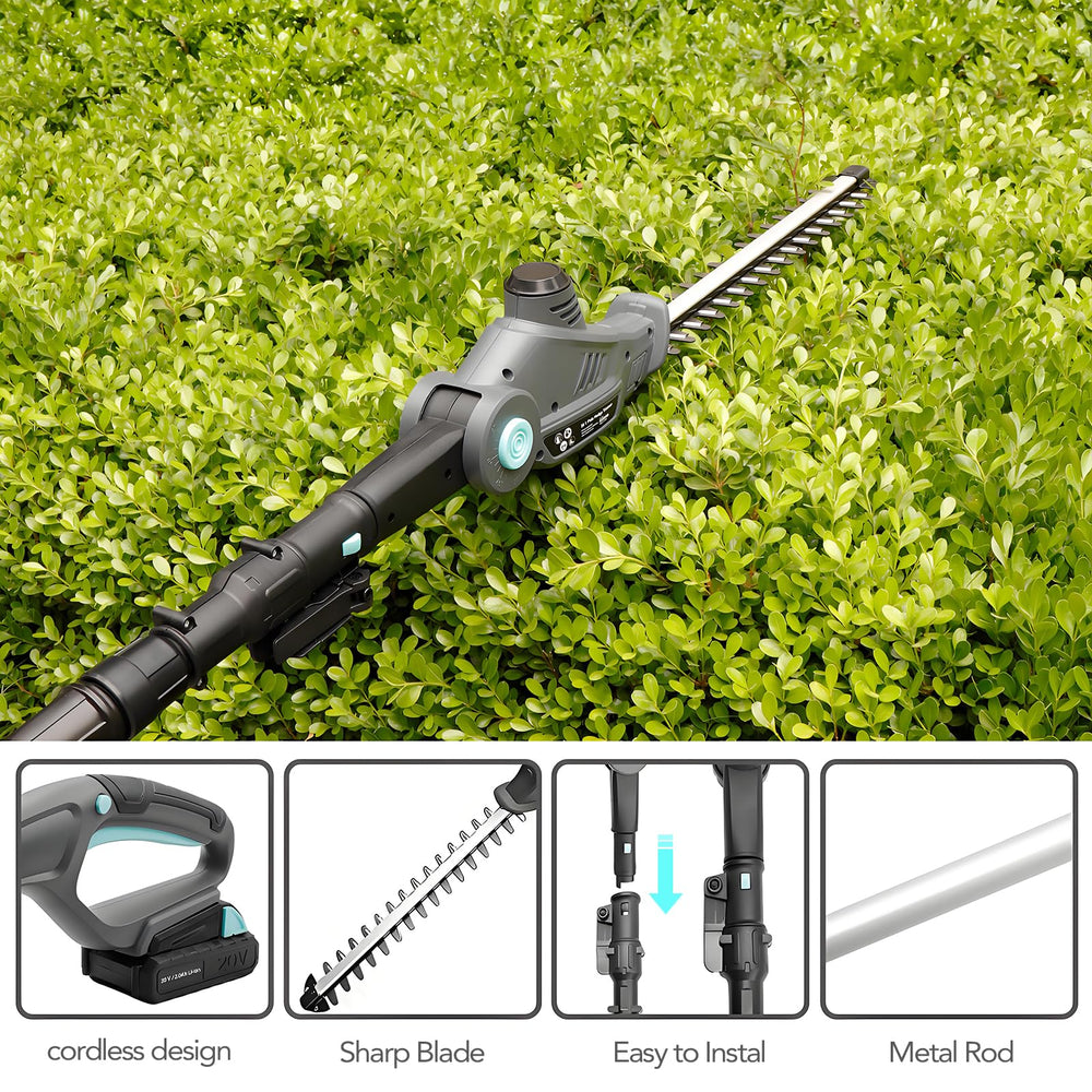 XSSIVE cordless trimmer in use trimming garden hedge for faster shaping