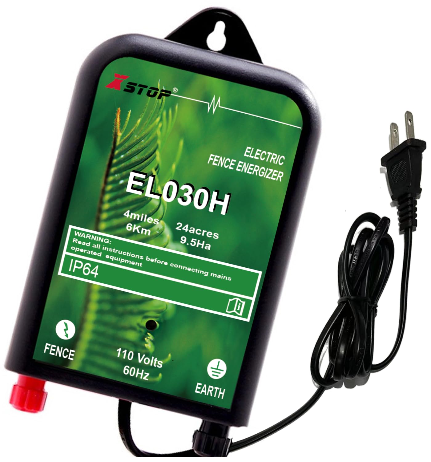 XSTOP EL030H front panel view showing controls and clear installation benefit