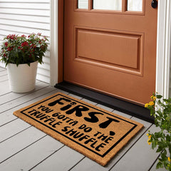 XTDJJKK coir doormat close-up of coconut fiber texture for effective dirt scraping