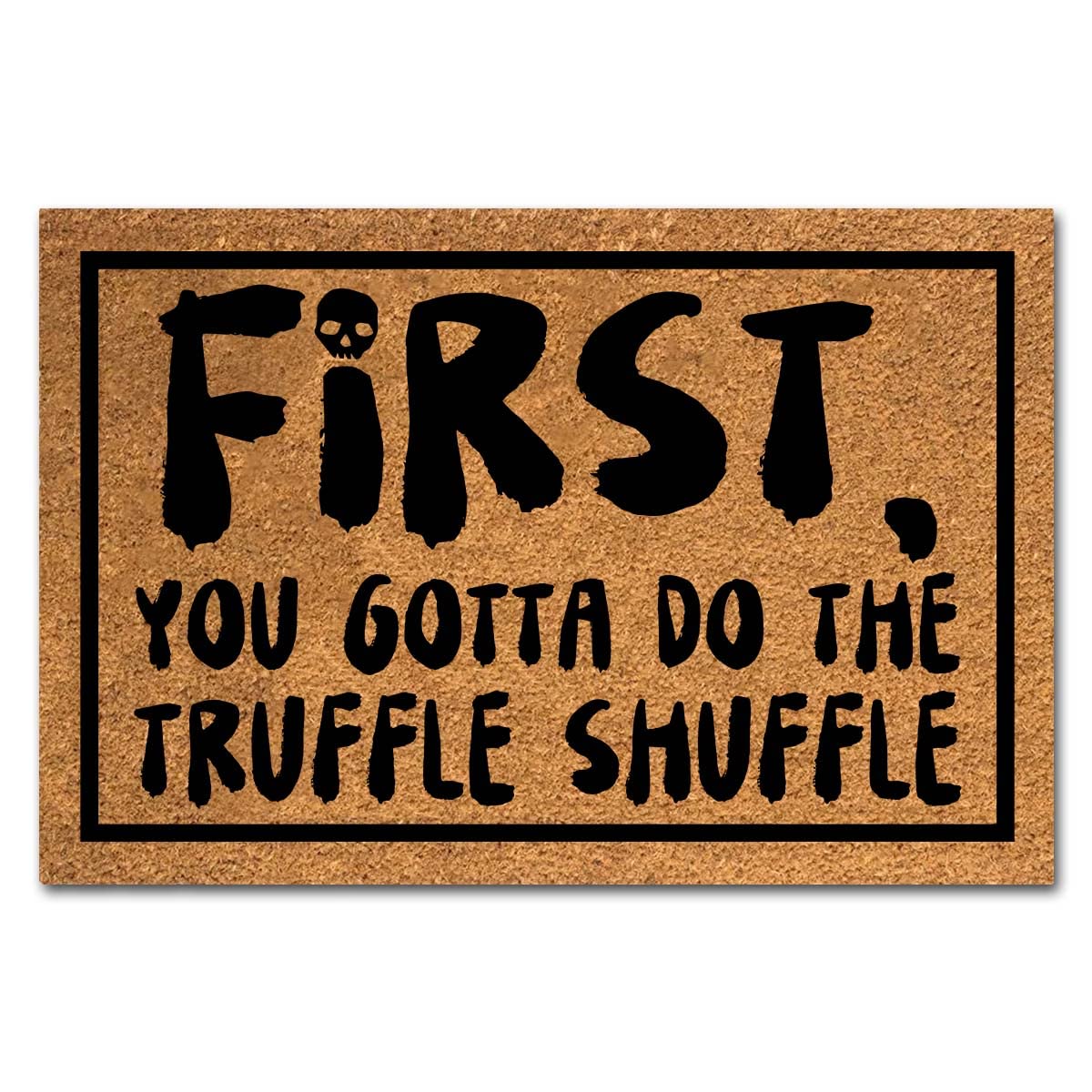 XTDJJKK coir doormat front view showing printed welcome message and visual appeal