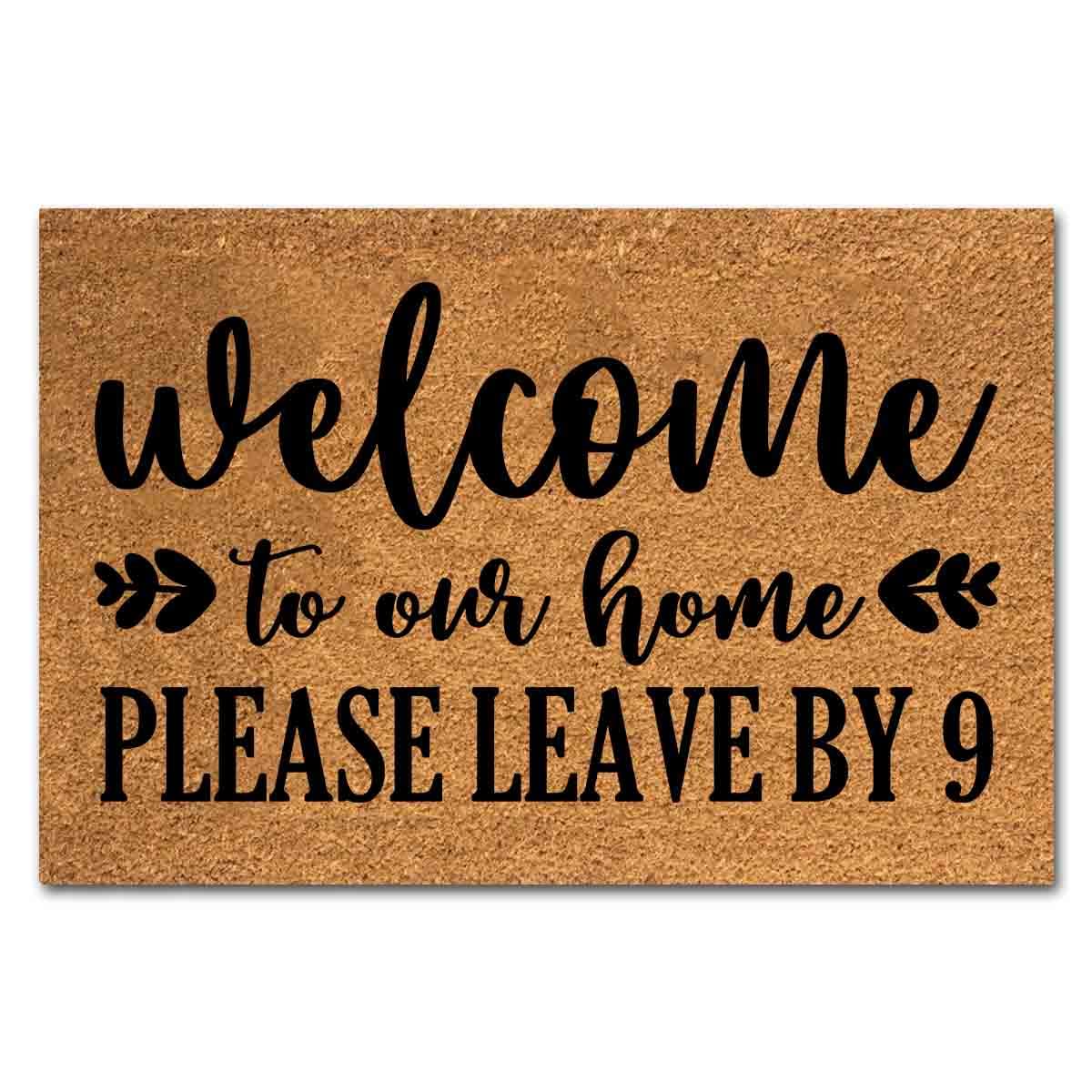 XTDJJKK front view of coir doormat showing welcome text and rustic color, easy curb appeal