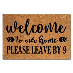 XTDJJKK front view of coir doormat showing welcome text and rustic color, easy curb appeal