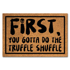 XTDJJKK coir doormat front view showing printed welcome message and visual appeal
