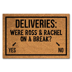 XTDJJKK front view of 'On A Break' doormat showing humorous design and welcome benefit