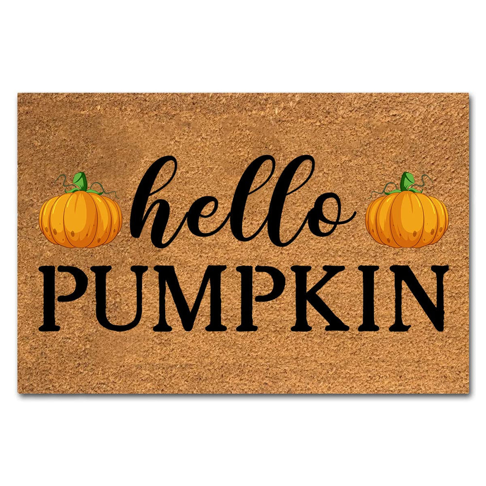 XTDJJKK front view Hello Pumpkin coir mat brightens porch and traps dirt