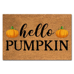 XTDJJKK front view Hello Pumpkin coir mat brightens porch and traps dirt