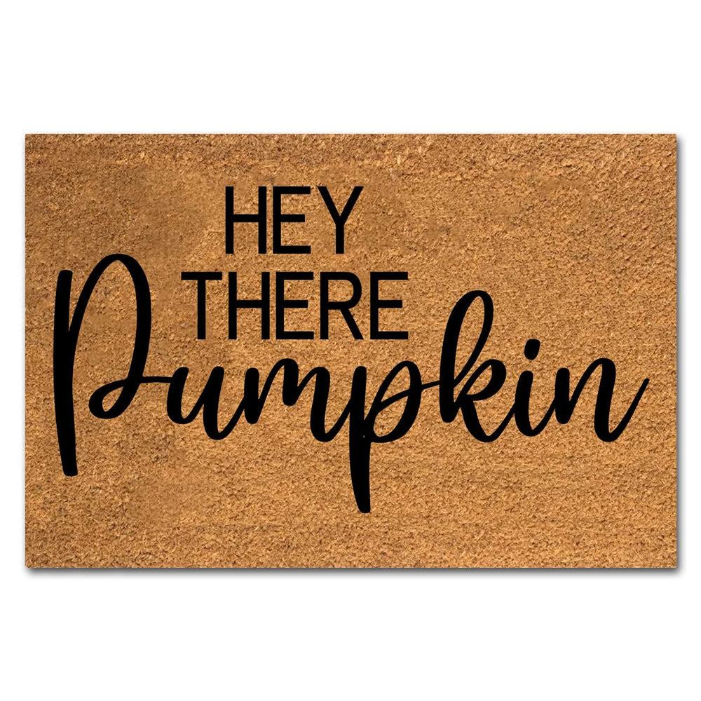 XTDJJKK front view of 'Hey There Pumpkin' doormat showing warm welcome