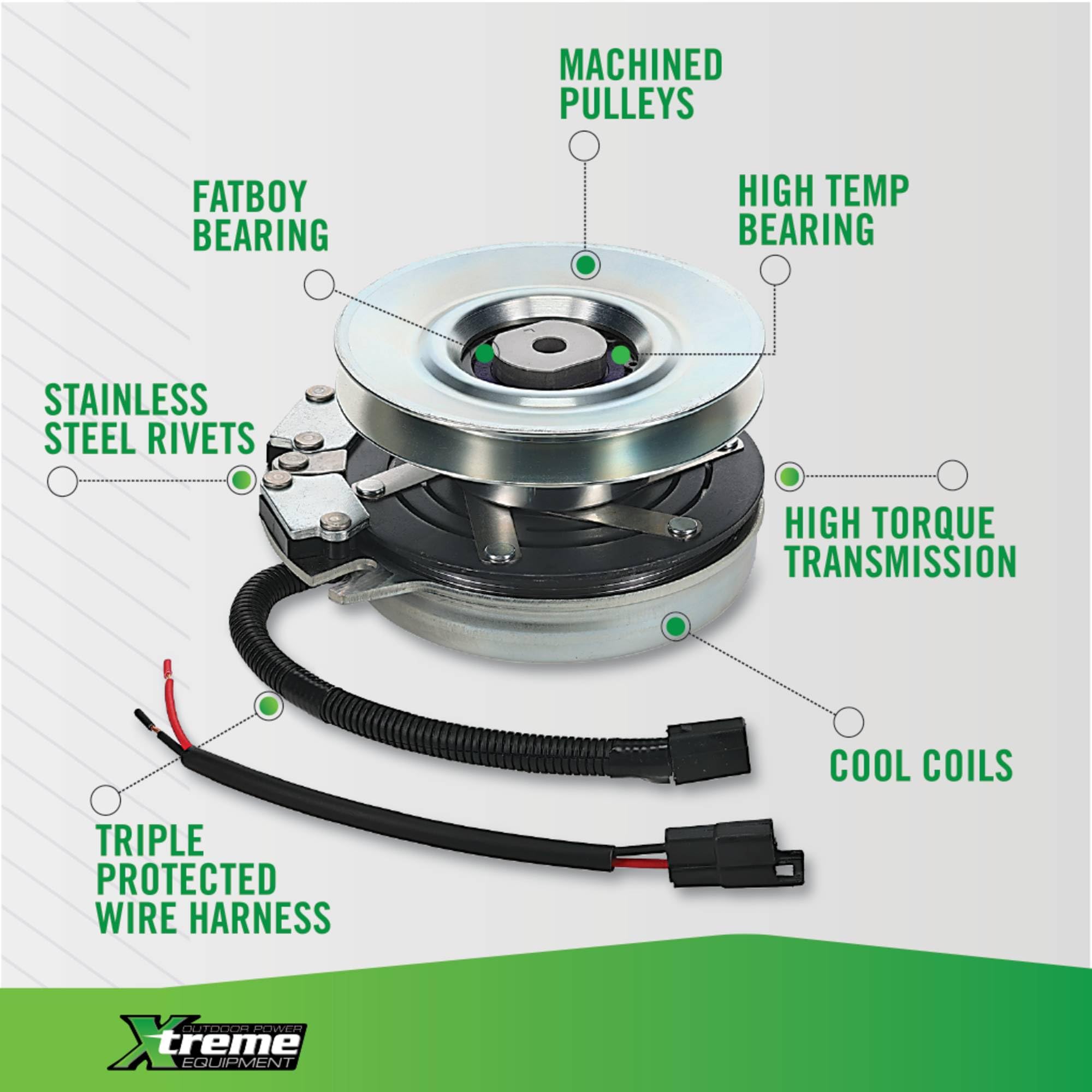 Xtreme X0390 installed on a riding mower deck illustrating correct in-use positioning