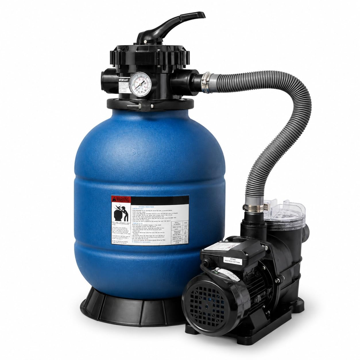 XtremepowerUS front view of 13-inch sand filter pump showing compact setup and easy access