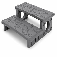 XtremepowerUS front view of gray two-step unit showing stable design and safe entry