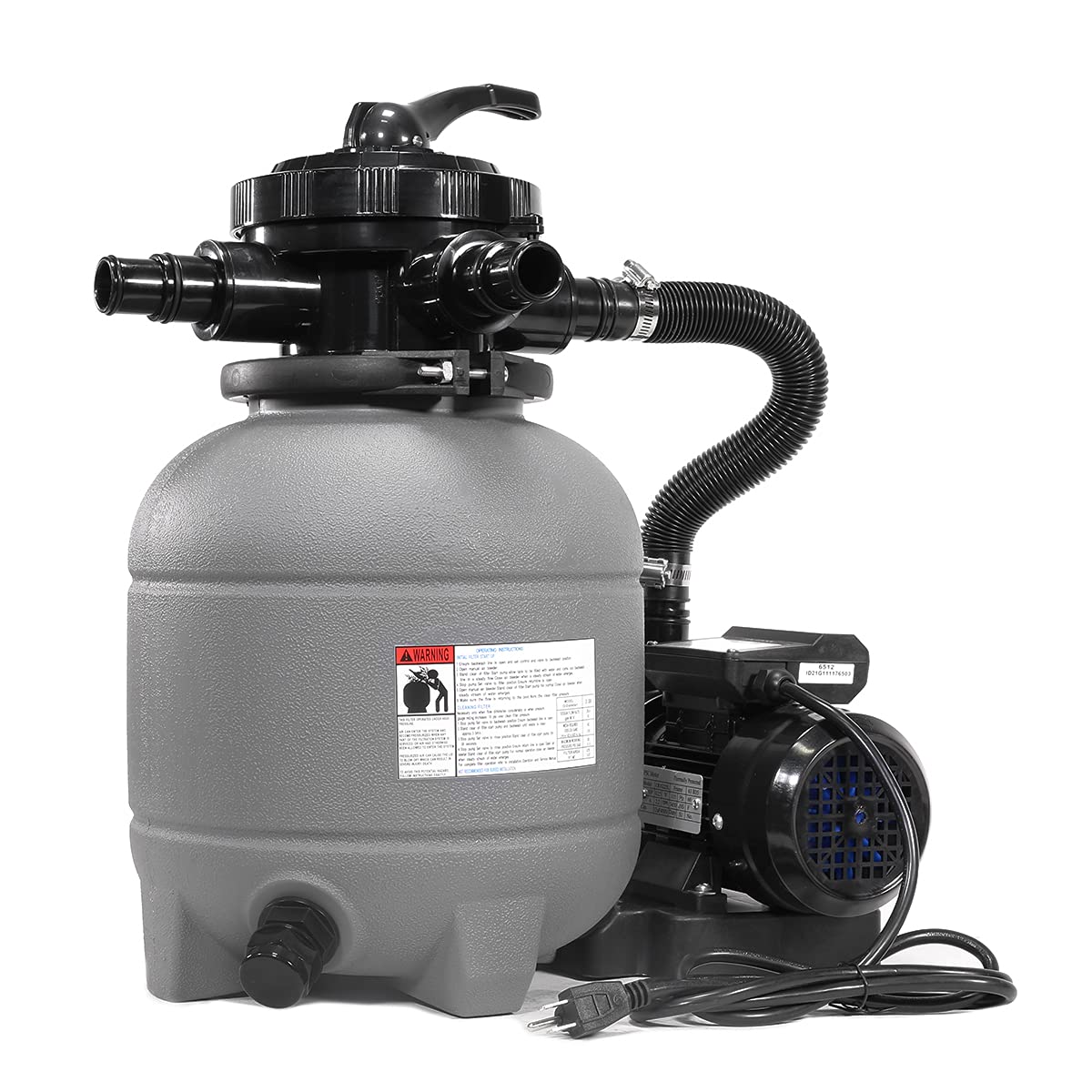 XtremepowerUS front view of pump and 12-inch sand filter showing complete unit and fast setup