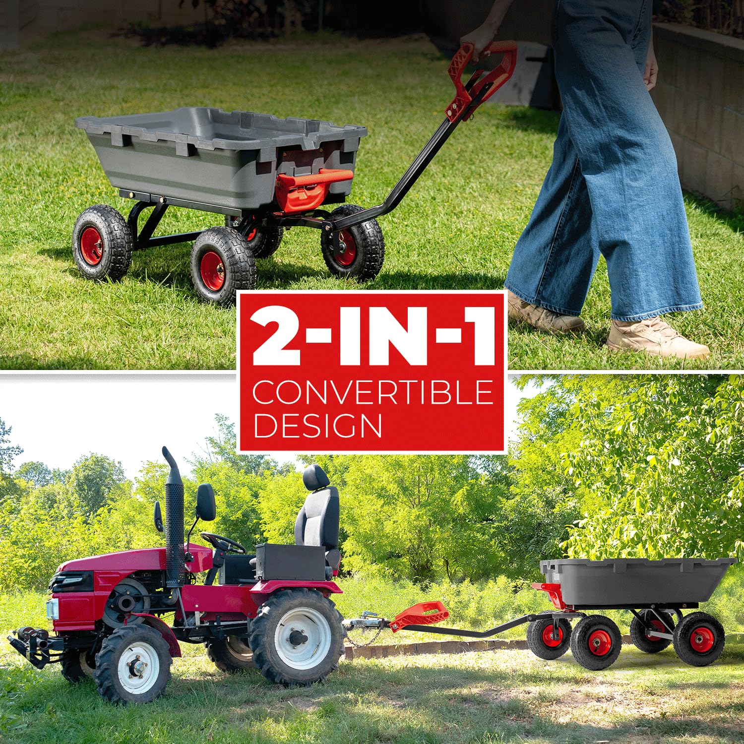 XtremepowerUS convertible handle detail enables tow or hand-pull flexibility