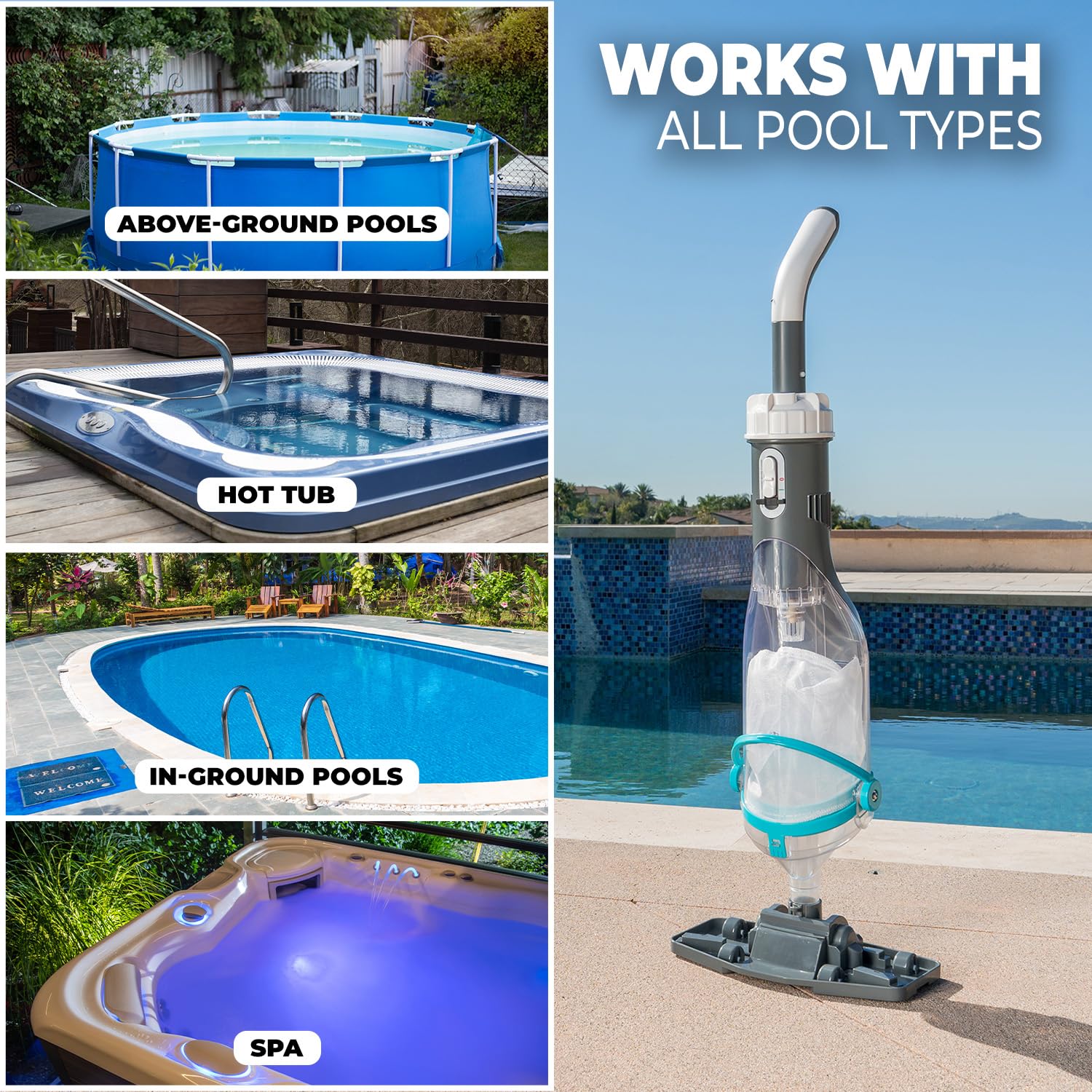 XtremepowerUS in-pool action removing leaves and sand for quicker pool maintenance
