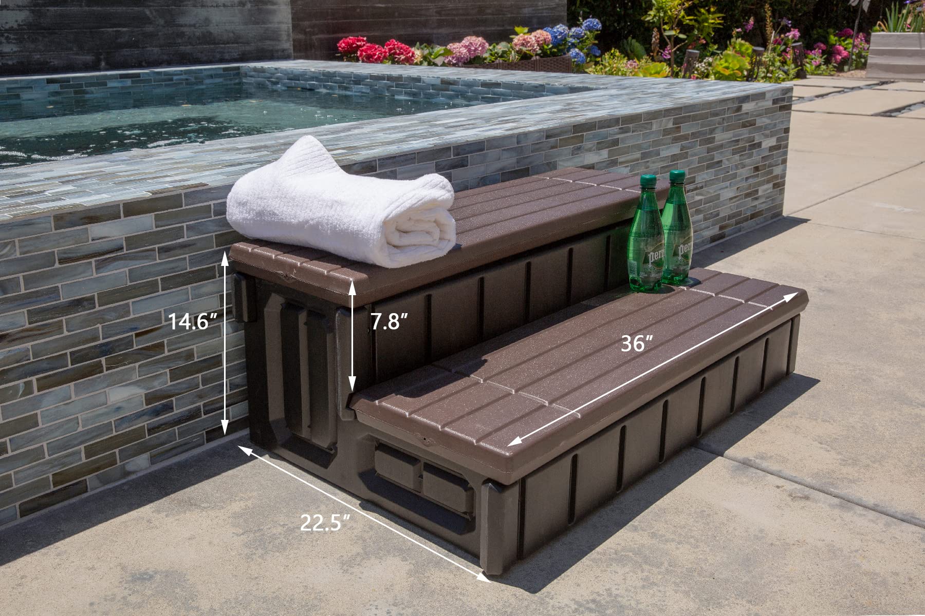 XtremepowerUS step placed beside a hot tub highlighting tidy outdoor use