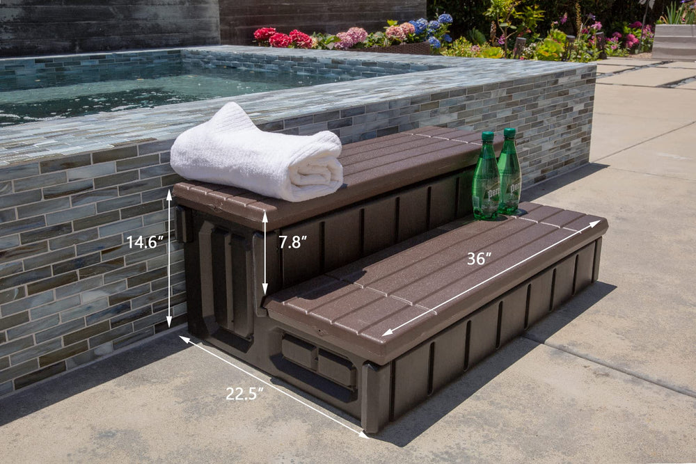 XtremepowerUS step placed beside a hot tub highlighting tidy outdoor use