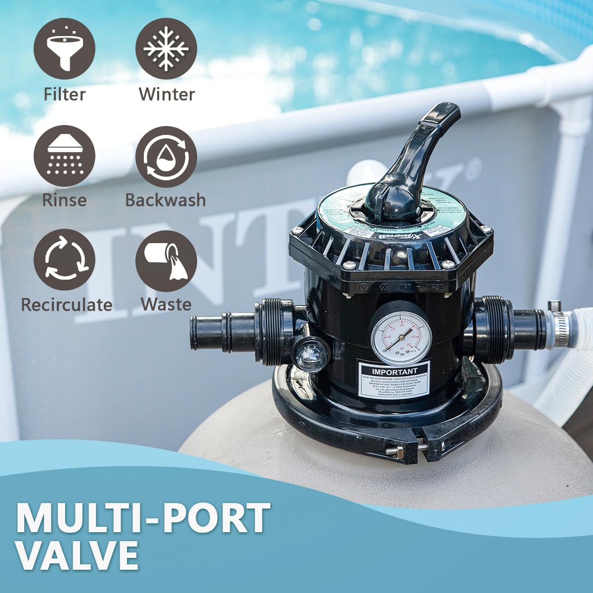 XtremepowerUS pump installed pool-side demonstrating high-flow circulation benefit