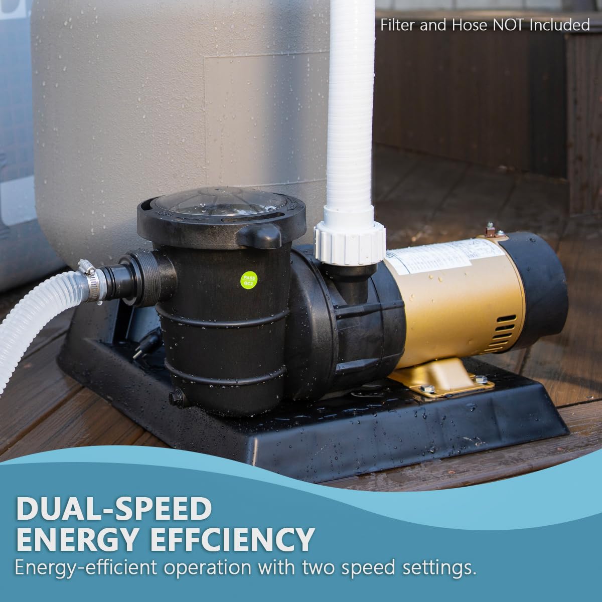XtremepowerUS pump installed beside pool illustrating straightforward hookup