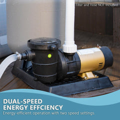 XtremepowerUS pump installed beside pool illustrating straightforward hookup