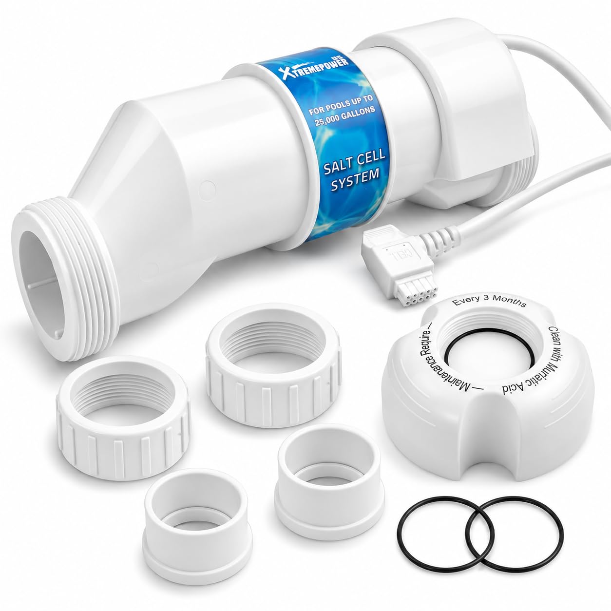 XtremepowerUS front view of universal salt cell showing form and connectors for easy replacement