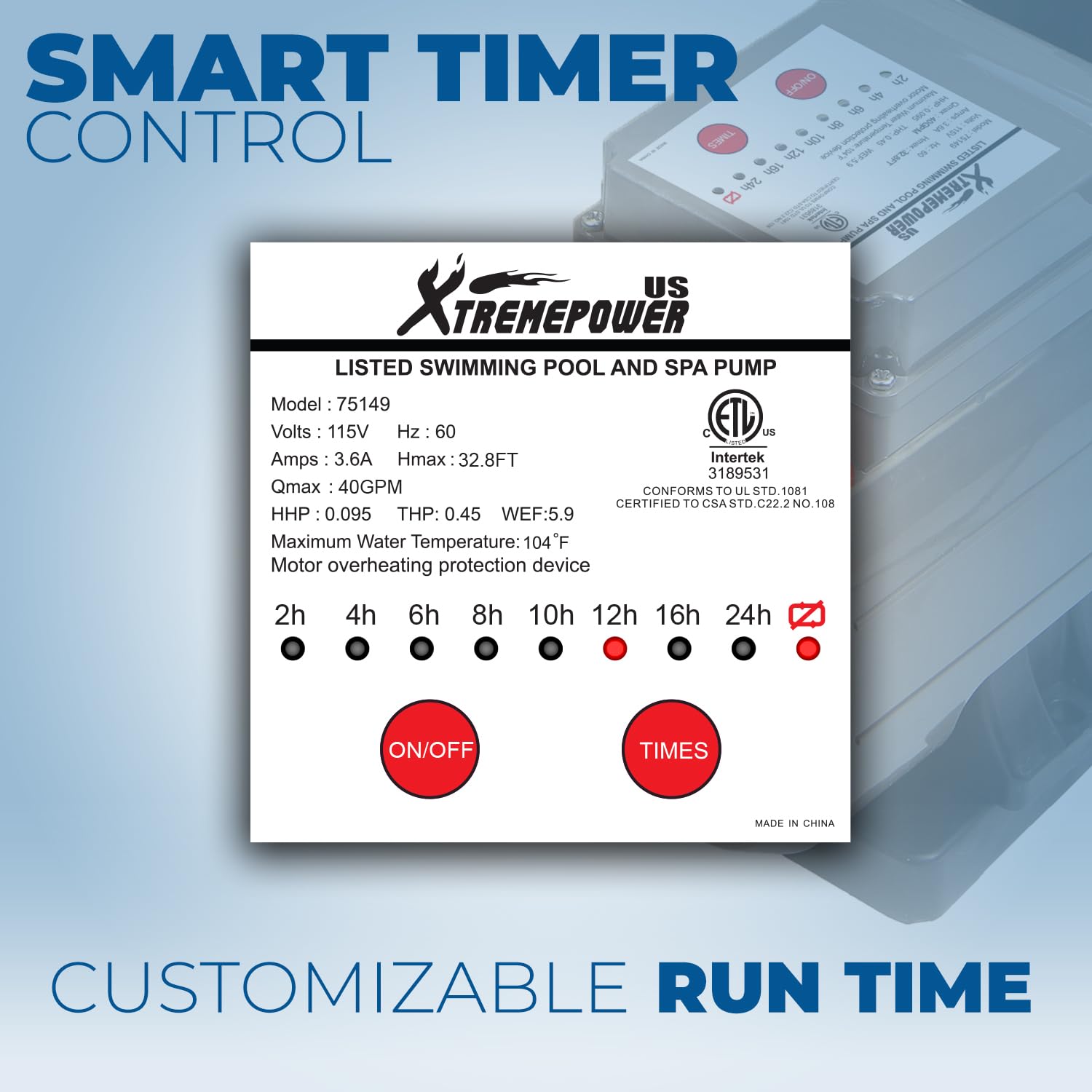 XtremepowerUS sand tank top showing 42lb capacity for extended filtration and fewer sand changes