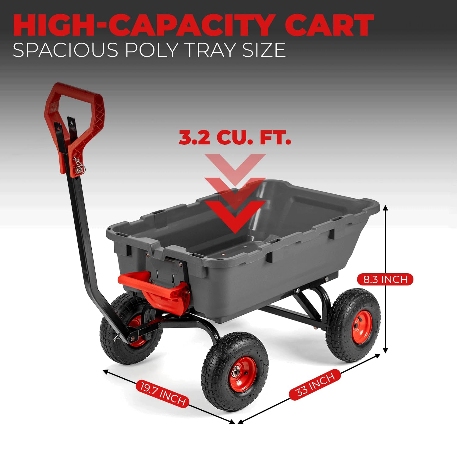 XtremepowerUS side view with bed tilted for easy dumping advantage