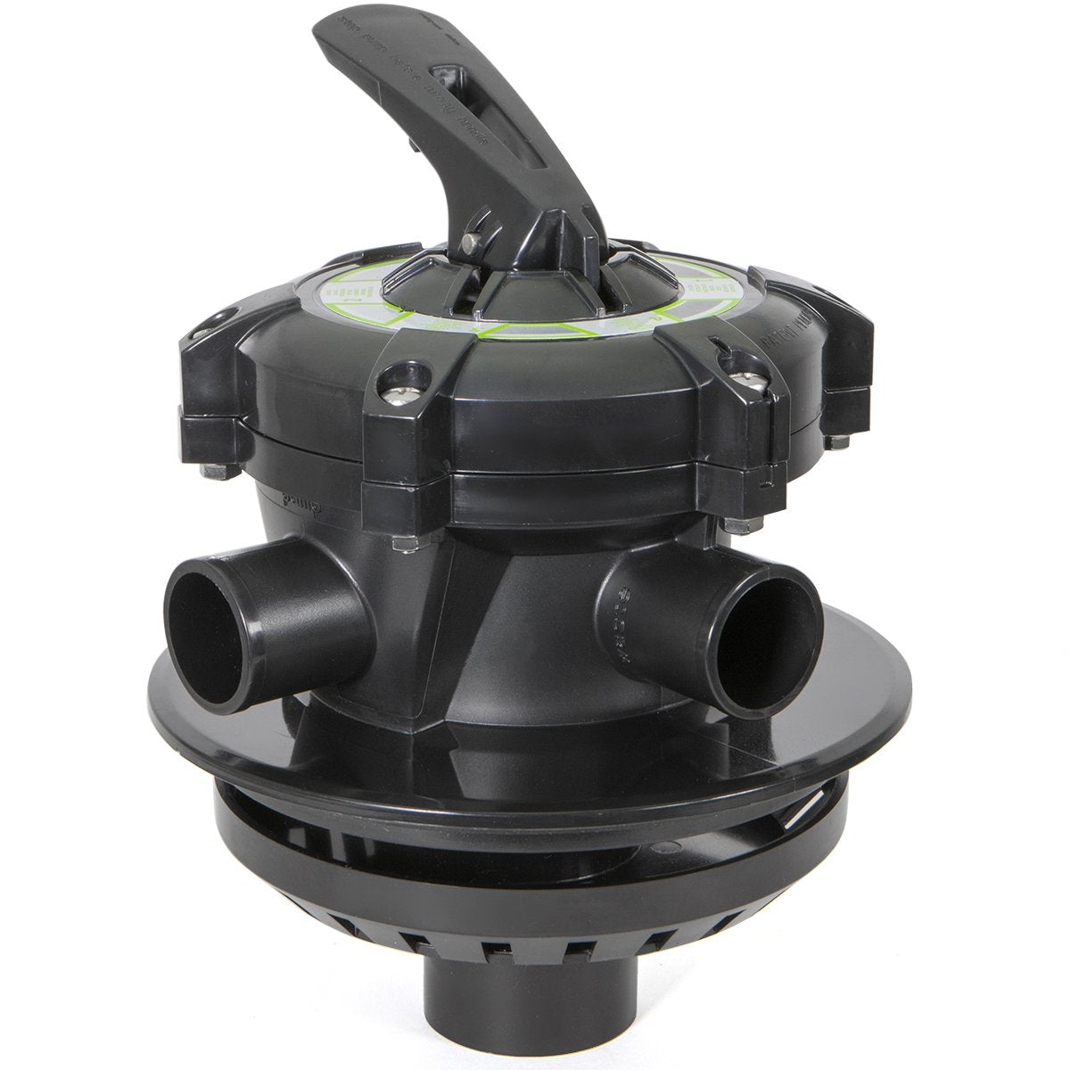 XtremepowerUS sand filter next to a 5-gallon bucket showing scale and compact footprint