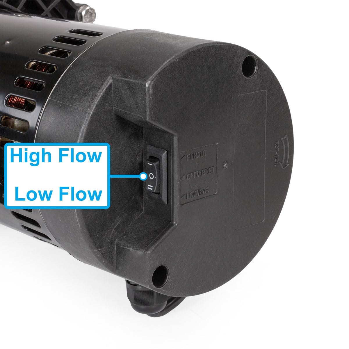 XtremepowerUS slip-on fitting and 1.5 inch ports for simple plumbing hookup