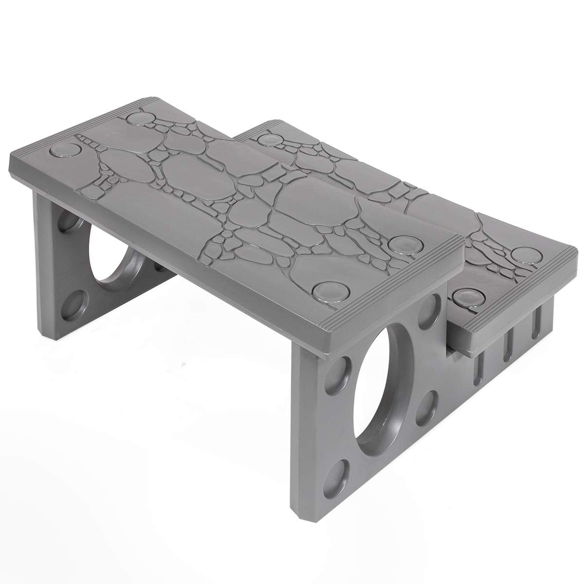 XtremepowerUS steps placed at an RV door for easier boarding and secure footing