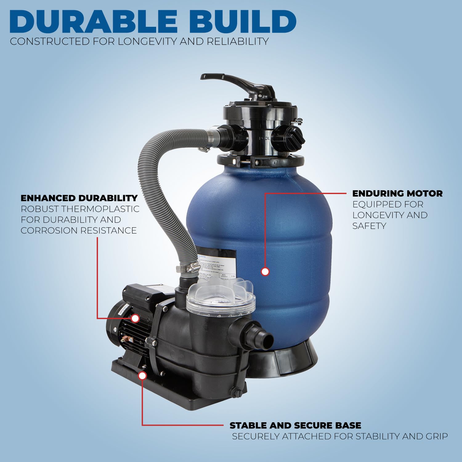 XtremepowerUS tank open interior with sand, benefit: 42 lb capacity shown
