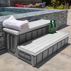 XtremepowerUS front view of two-step spa step showing overall shape and color