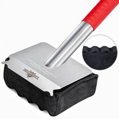 XUDAKAIXIN front view of bristle-free grill brush showing ergonomic handle and pad benefit: comfortable grip